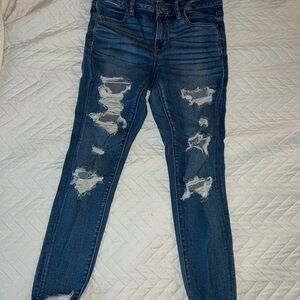American Eagle Outfitters Ripped Blue Skinny Jeans